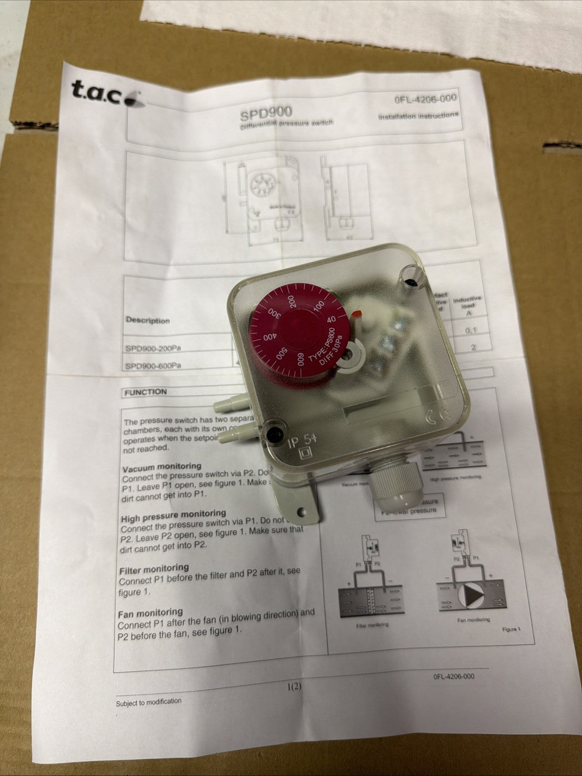 Schneider SPD900-600PA Pressostato Differenziale1