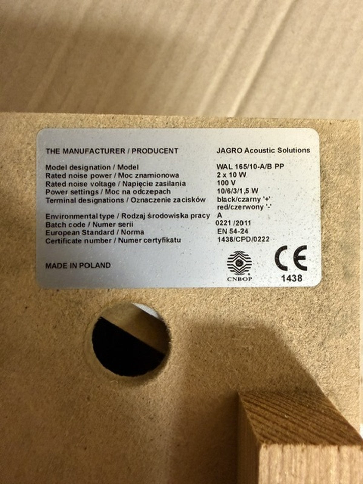 Jagro WAL 165/10-A/B PP diffusore parete 2x10W 100V EN 54-24 evacuazione3