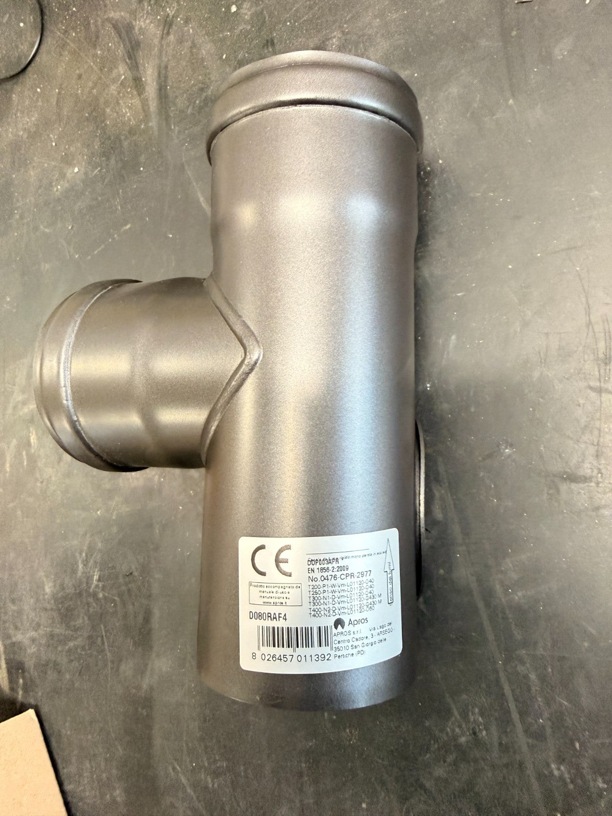Raccordo a T Ispezionabile Ø 80 mm Acciaio Nero Scarico Fumi Pellet2